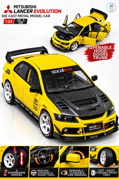 YILDIRIM OYUNCAK Die Cast Mitsubishi Lancer Evolution Metal Model Car 20.5cm ...