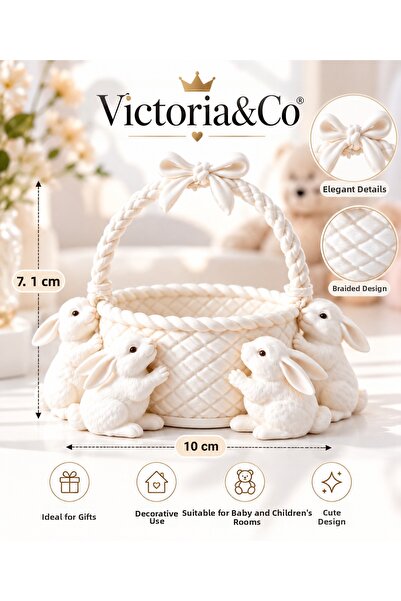 Victoria&Co سلة حياكة زخرفية على شكل أرنب - سلة زخرفية لغرفة الأطفال وغرفة الرضع