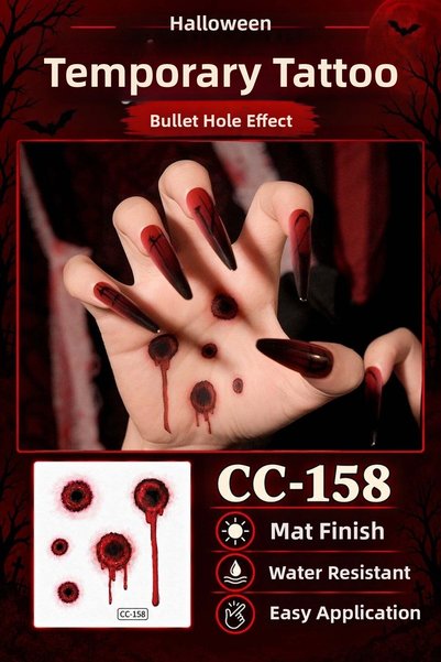 goglobal Halloween Temporary Tattoo Sticker 5 Pieces Horror Themed Realistic Looking Waterproof