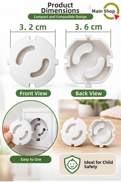 MAİN SHOP Child Lock Socket Safety Cover Double Socket Compatible Practical Protection Cover 5 Pieces