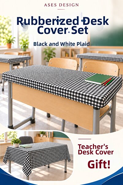 Ases Design Black and White 15-Piece Elastic Tablecloth, 100X140 cm Teacher T...