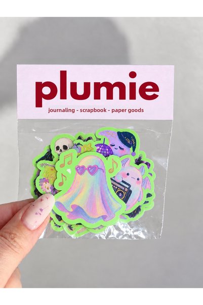 Plumie مجموعة ملصقات الهالوين الغريبة المكونة من 20 قطعة - ورق صور لامع، حوال...