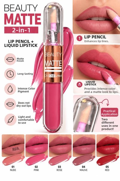 OWNME 💄   Beauty Matte 2-in-1 Lip Pencil + Liquid Lipstick