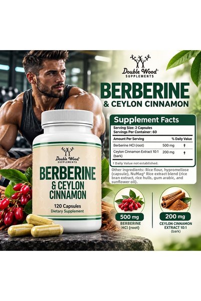 Double Wood Supplements دبل وود بيربيرين إتش سي إل + منشط AMPK من القرفة السي...