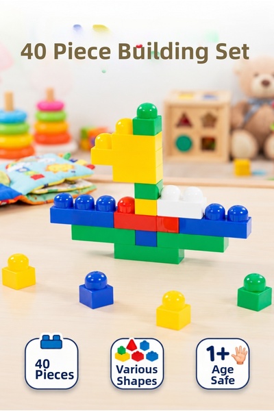 Tıfıl Toys 40 Pieces Educational Blocks and Building Playset Creative Intelli...