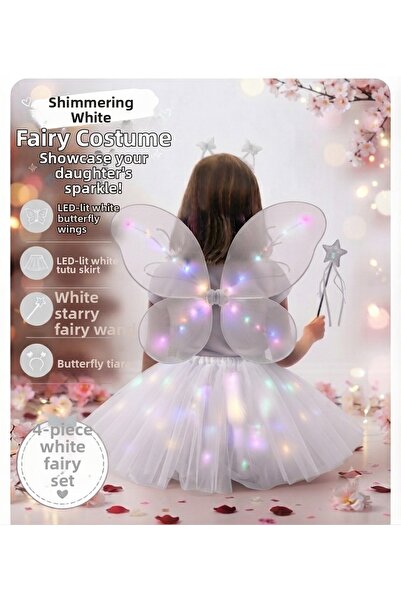 GOLDCENTER Costum de zână fluture cu LED-uri |   SET FLUTĂRĂNĂ ȘI FUSTĂ TUTU