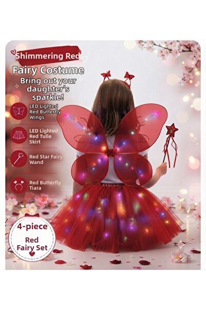 GOLDCENTER Costum de zână fluture cu LED-uri |   SET FLUTĂRĂNĂ ȘI FUSTĂ TUTU