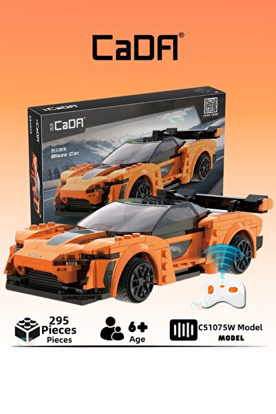 cada Blaze Orange Race Car with 295 Pieces Blocks 2.4Ghz Remote Control - Blu...