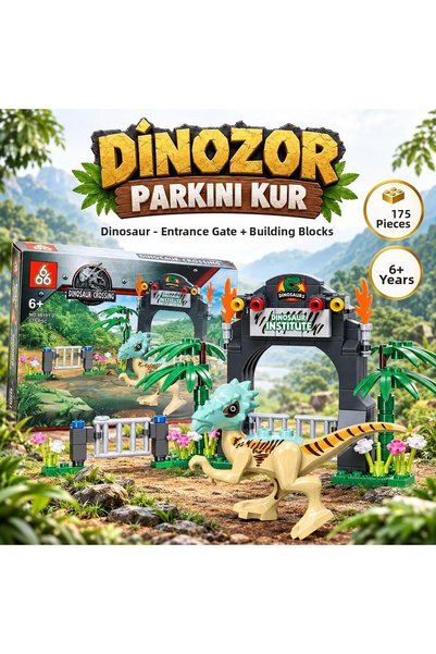 e-life shop Dinosaur Building Block Set 175 Pieces Park and Play Set with Dinosaur Figures for Ages 6+