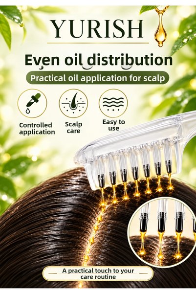 YURISH Hair Scalp Serum and Oil Application Comb with Massage Head and Transparent Container