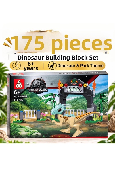 e-life shop Dinosaur Building Block Set 175 Pieces Park and Play Set with Dinosaur Figures for Ages 6+