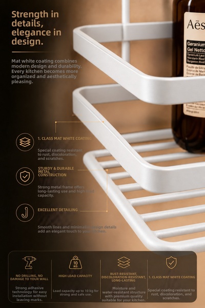 Wirewel Four Easy-To-Install Stainless Metal Cabinet Organizer Shelves, 4 Adhesive Kitchen Organizers