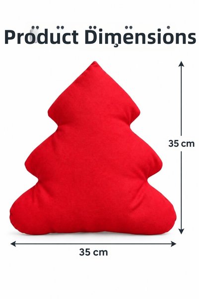 desicap Pine Tree Shaped Decorative Red Cushion – Filled Inside 35×35 cm