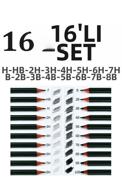 kitapsev Set of 16 Painting Drawing Pens Graded Pens 16 Pieces Fatih Graded P...