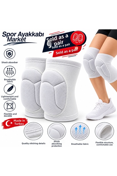 SPOR AYAKKABI MARKET واقي الركبة الرياضي للكرة الطائرة باللون الأبيض