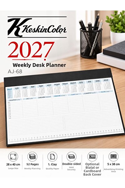 KESKİN COLOR 2027 AJ-68 Covoraș de birou săptămânal – 28 × 40 cm