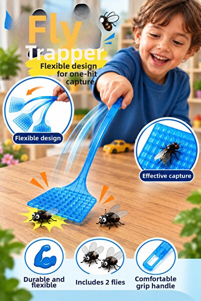 hak-iş oyuncak Flexible Fly Catcher Toy Blue – Fun Catching Game with 2 Flies