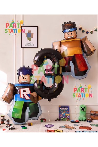 Parti Station مجموعة بالونات روبلوكس كونسبت 3 للأعمار من 3 سنوات، 3 قطع، مجمو...