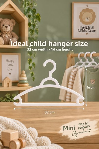 Wumboo 6 Pieces of Children's Clothes Hangers - Baby Clothes Hangers - Children's Room Organizer Hangers - White 6 Pieces