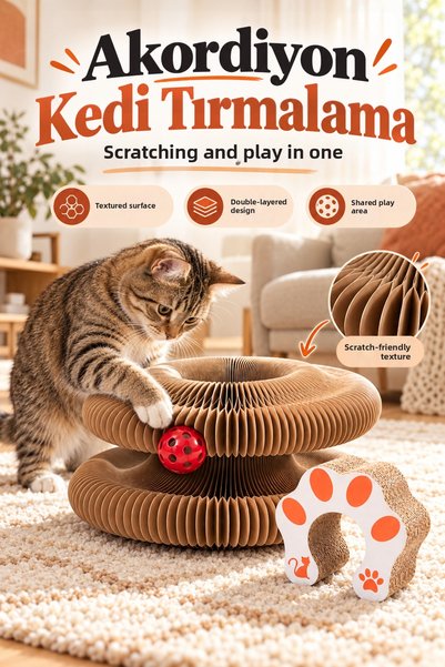 sonx Accordion Cat Scratcher Toy, Bulk and Double Layer Honeycomb Textured Cat Scratcher