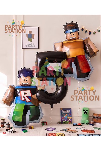 Parti Station مجموعة بالونات روبلوكس كونسبت لعمر 5 سنوات، 3 قطع، مجموعة بالون...