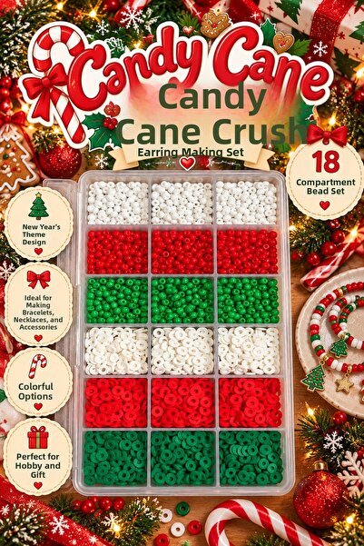 By MO Accessories Candy Cane Crush 18 Compartment Christmas Themed Bead Set –...
