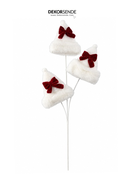 Dekorsende Christmas Ornament Pique Branch Hat 3-Piece White Red 85 cm