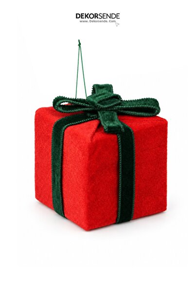 Dekorsende Christmas Ornament Gift Package Velvet Red 12 cm