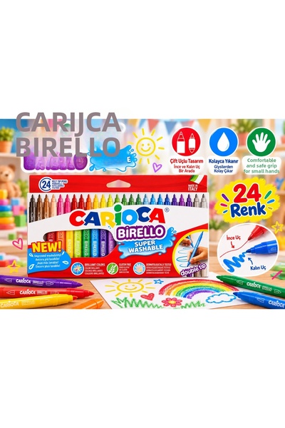 carioca Birello Double Sided Felt Tip Pen 24 Colors Washable