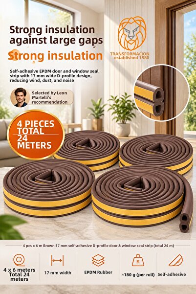 Transformacion 24m Brown 17mm Wide Door Window Tape Self Adhesive D Profile I...