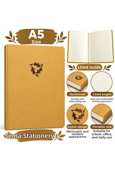 TOMBİ-X A5 Lined Notebook Hard Cover Patterned Journal Notebook Soft Patterns