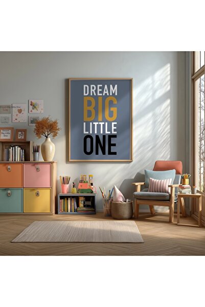 KEYFHOME Poster de pictură pe MDF înrămat „Dream Big Little One” Cadou decora...