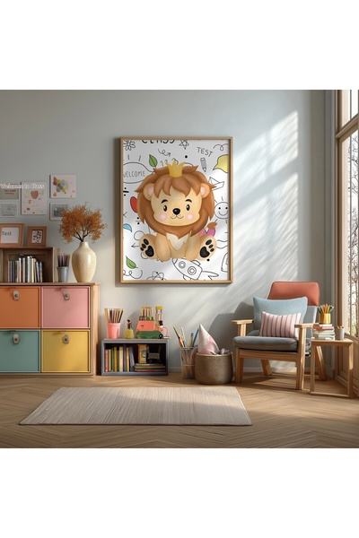 KEYFHOME Tablou MDF cu rama mic leu Poster pentru camera copiilor Decor de pe...