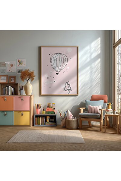 KEYFHOME Fly High Balon cu aer cald înrămat MDF Tablou Poster Decor de perete...