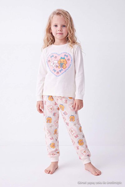 TRENDYOLKIDS Rosa bedrucktes Pyjama-Set für Mädchen TKDAW27PT00026