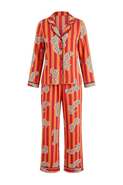 Trendyol Collection Multicolor Animal Shally Woven Pajama Set Thmaw27Pt00264