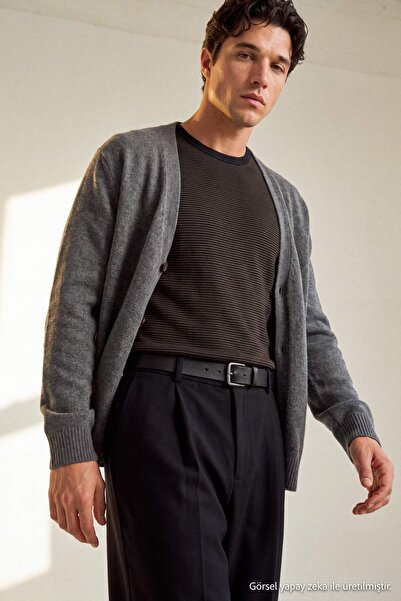 Trendyol Collection Anthracite Regular/Normal Cut Brushed Soft Tuşe Buttoned ...