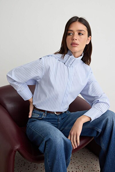 Trendyol Collection Blue-Multicolor Shirt Twoaw27Go00165