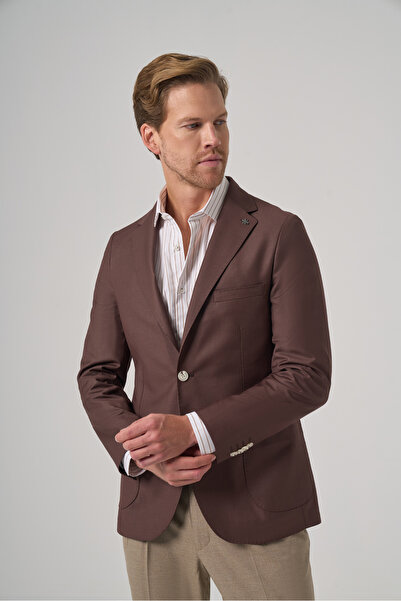 Morven Men's Brown Slim Fit Mono Collar Jacket