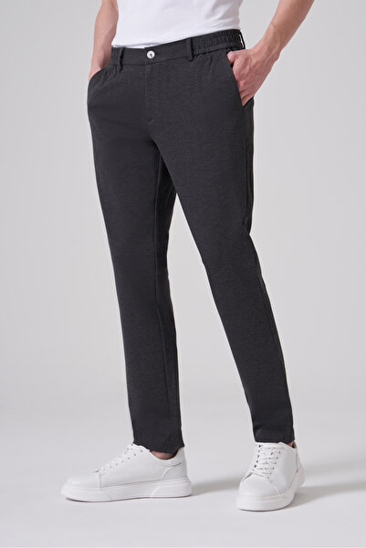 Morven Erkek Füme Trend Düz Tam Lastikli Slim Fit Pantolon