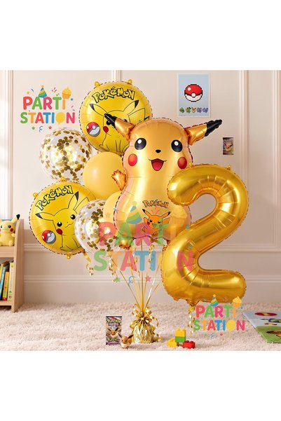 Parti Station Pokemon Pikachu Concept 2 Year Old Birthday Balloon Set Pokemon...