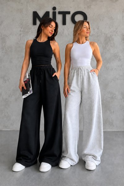 Gray Black Paca High Waist Slimfit Sweatpants