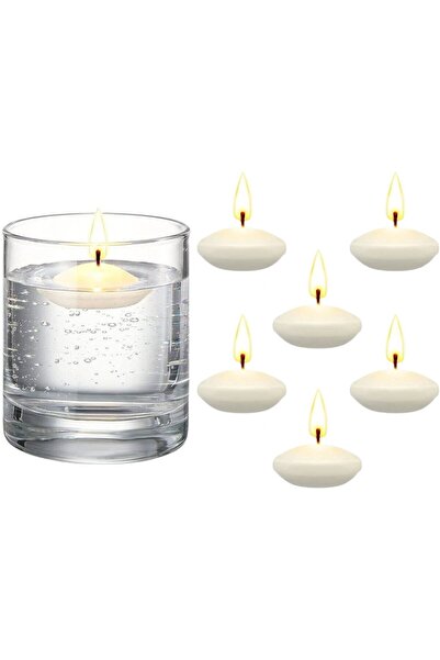 Home Zone 6 Pcs 1.5'' Unscented Floating Candles for Centrepieces (White)