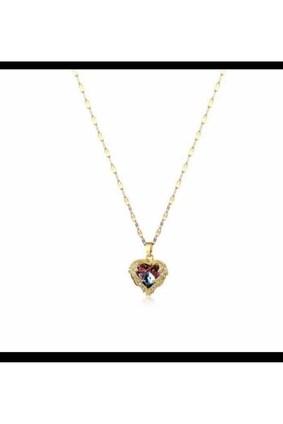 ESJ Stainless Steel Heart Detail Ocean Women's Necklace 45 5 cm