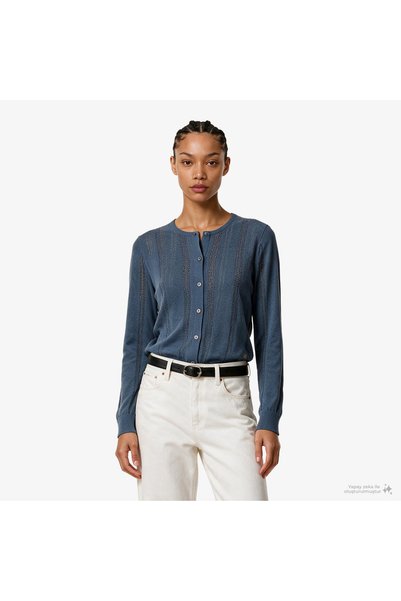 Calvin Klein Linen Blend Cardigan Kadın Mavi Triko