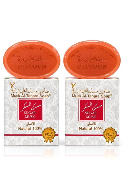 MUSK AL TAHARA قطعتان من صابون سكر المسك لتبييض المناطق الحساسة والجسم بالكام...