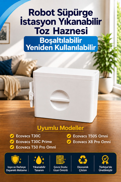 Toz Haznesi Ecovacs Serisi Uyumlu Yıkanabilir Yeniden Kullanılabilir Robot Sü...