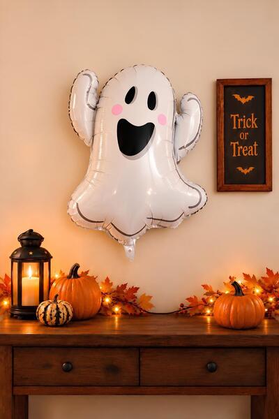 Patladı Gitti Hayalet Büyük Boy 75x59 Cm Folyo Balon Halloween Cadılar Bayram...