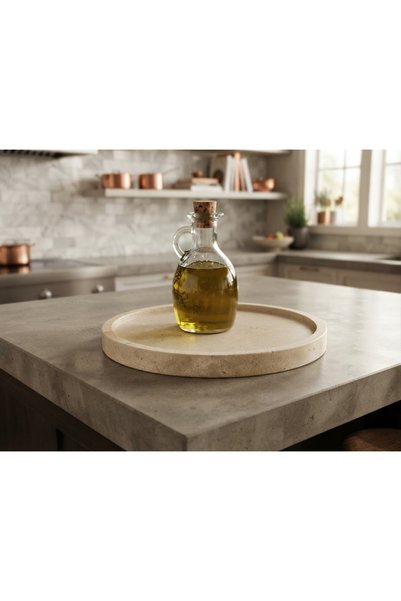 Hanova Stone Doğaltaş Traverten Tabak 25 cm