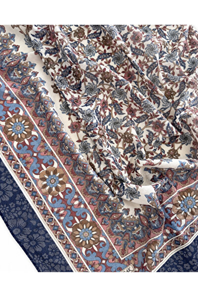 Zambak Vintage Pattern Large Size Cotton Scarf
